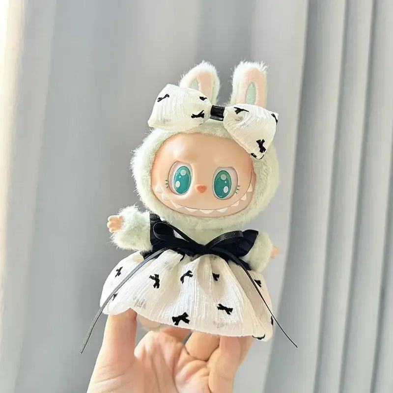 Mini Doll Clothes Outfit - Kpop EXO Labubu Idol V1 V2 Skirt & Sweater Set, Korea-Inspired Gift