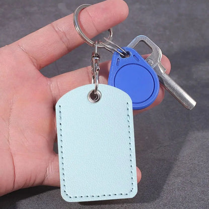 PU Leather Bag Pendant Card Sleeve – Rectangle Keychain Badge Holder for AirTag
