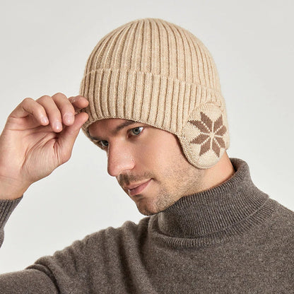 Men's Winter Warm Knitted Wool Beanie - Outdoor Plus Velvet Hat with Ear Protection for Women