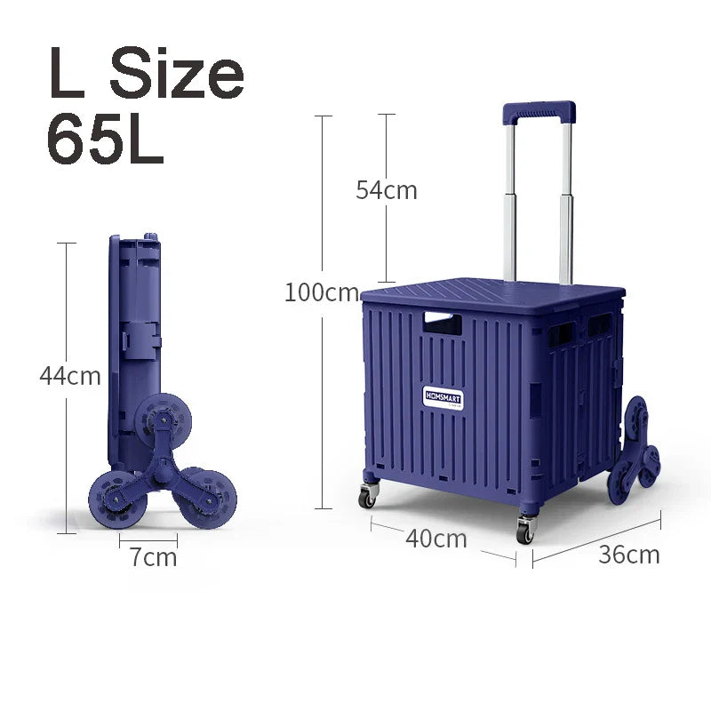 45/65L Folding Shopping Cart Trolley – Portable Home Cart with 2/4/8 Wheels