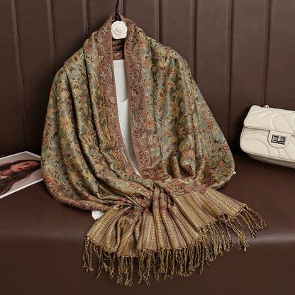 Luxury Autumn Cashmere Pashmina Shawl – Warm Winter Scarves for Women, Printed Cotton Foulard Stole Scarf 2023