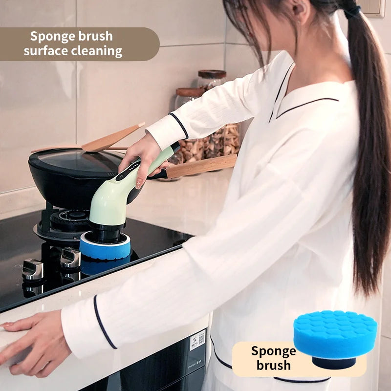 9-in-1 Electric Spin Cleaning Scrubber - Multifunctional Electric Cleaning Tools for Kitchen, Bathroom, and Parlour - Handy Cleaning Gadgets