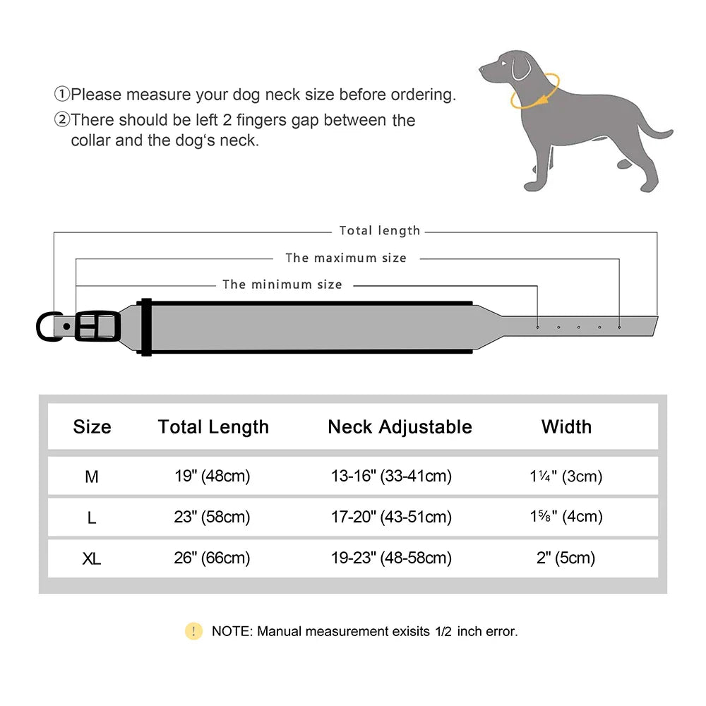 Wide Personalized PU Leather Dog Collar – Custom Tag Soft Pet Collar for Small, Medium & Large Dogs, Pitbulls & Bulldogs