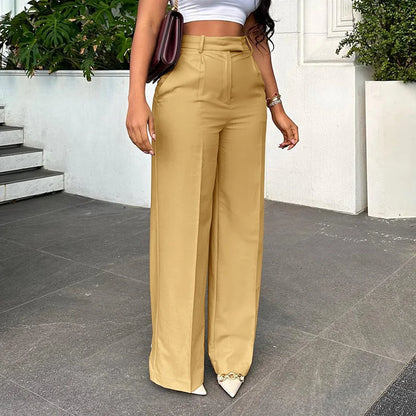 Stigende Women’s Wide Leg Pants – Straight, Loose-Fit Business Casual Trousers with Pockets, Midi Waist Office Pants