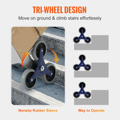 VEVOR Heavy Duty Stair Climbing Cart Trolley - Folding 550/375/220lbs Dual Handle Truck Frame for Warehouse & Airport Use   2/2