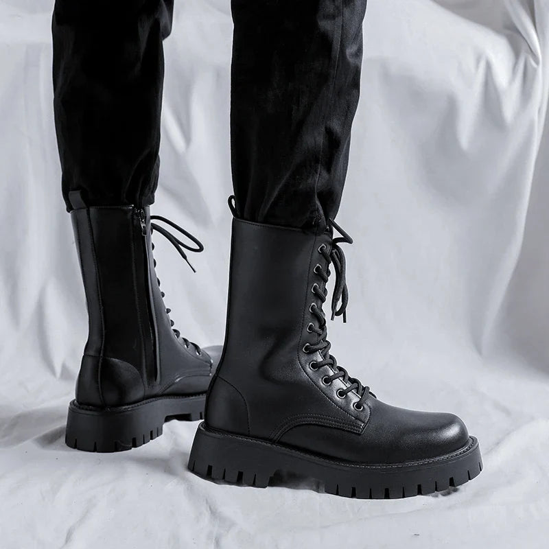 Luxury Brand Men's High Top Boots – Designer Leather Casual, Business & Outdoor Work Boots for Men