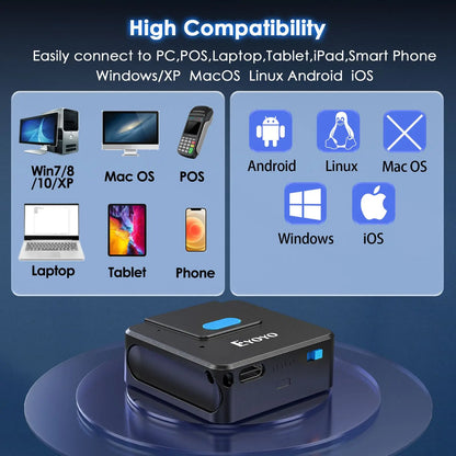 Eyoyo Wearable Barcode Scanner - 2D Bluetooth Wireless Finger Ring Scanner for 1D QR Code Reading
