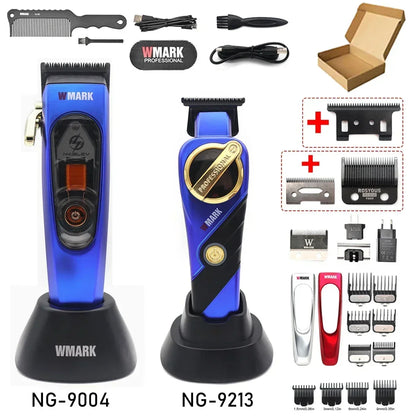 WMARK NG 9213 Professional Hair Trimmer for Men – 9000 RPM Magnetic Motor, DLC T-Blade, Zero Gapped Finishing Clipper
