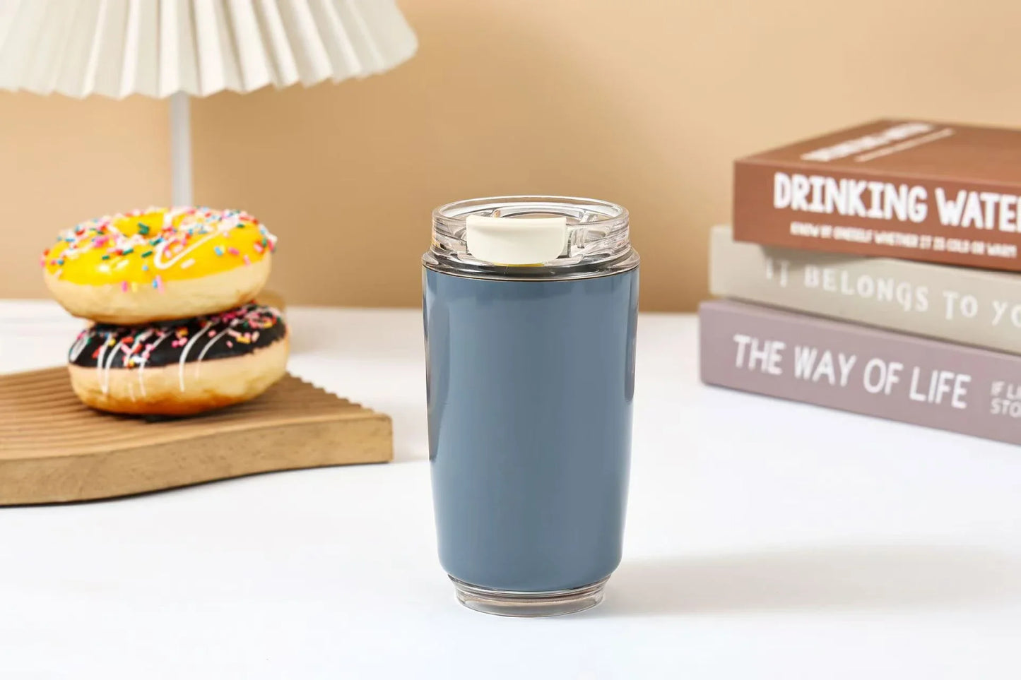 240ml Stainless Steel Insulated Coffee Cup – Vacuum Travel Mug for Car, Portable Hot & Cold Water Bottle Roller Design