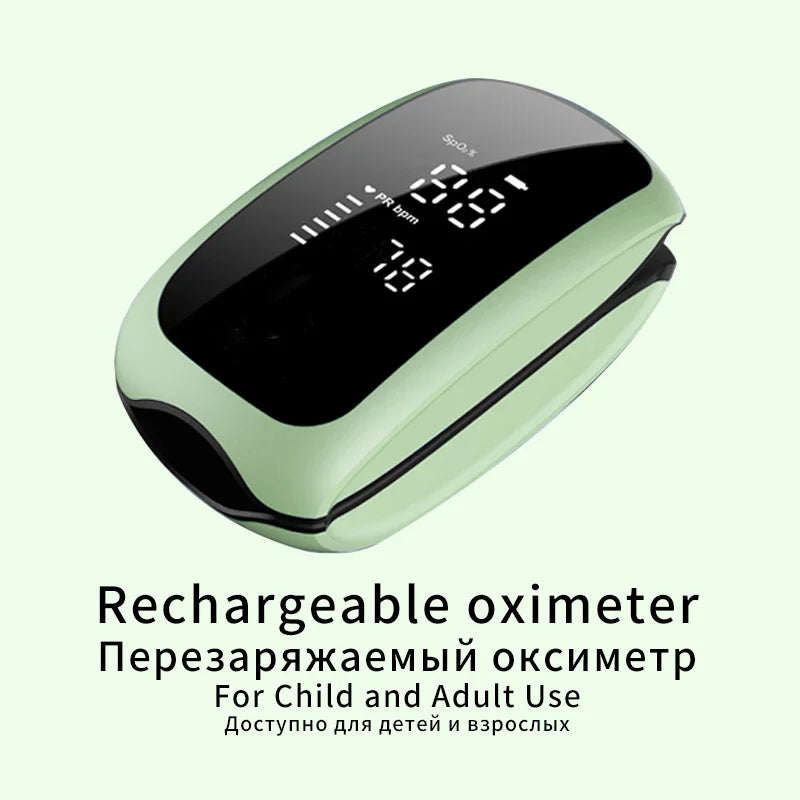 Rechargeable Finger Pulse Oximeter – SpO2 Blood Oxygen Saturation Monitor with Heart Rate and Rate Measurements, LED Display