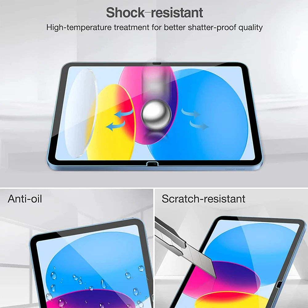 Tempered Glass Screen Protector for iPad A16 9th/10th Gen, Pro 13 M4, Air 11 M2/M3/5/4/3/2, Mini 6/7