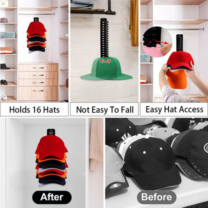 16-Grid Baseball Cap Holder – Wall-Mounted Hat Storage Hanger for Door, Wall & Closet Organization