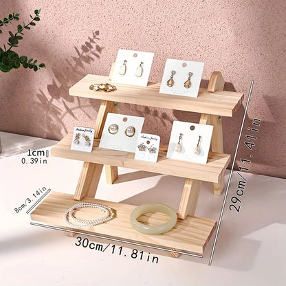 Wooden Display Rack – Ear Stud, Earrings, Perfume & Jewelry Organizer for Desktop