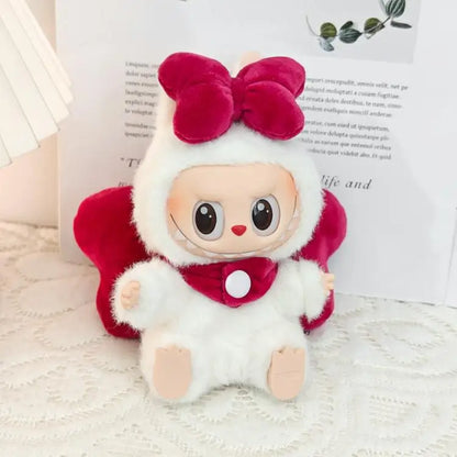 Labubu Plush Doll Costume Set — Oversized Bow & Angel Wings Design | Trendy Cartoon Outfit Accessories for Party Wear & Gift