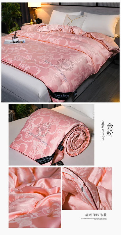 100% Mulberry Silk Handmade Comforter – Winter Warmth, Spring & Autumn Blanket, Thickened Single/Double Quilt for Home & Hotel