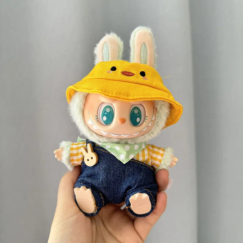 17cm Mini Plush Doll Clothes Set – Kpop EXO Labubu I & II Idol Dolls Sit Party Overalls, Clothing Gift