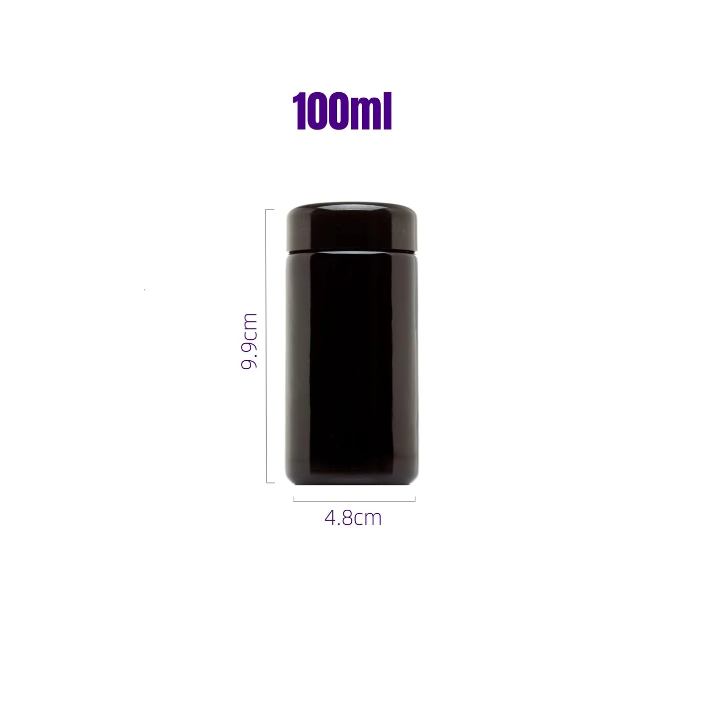 Airtight UV Glass Jar — Smell-Proof 1/2oz-1L Container with 2-Way 62% Humidity Pack to Keep Goods Fresh