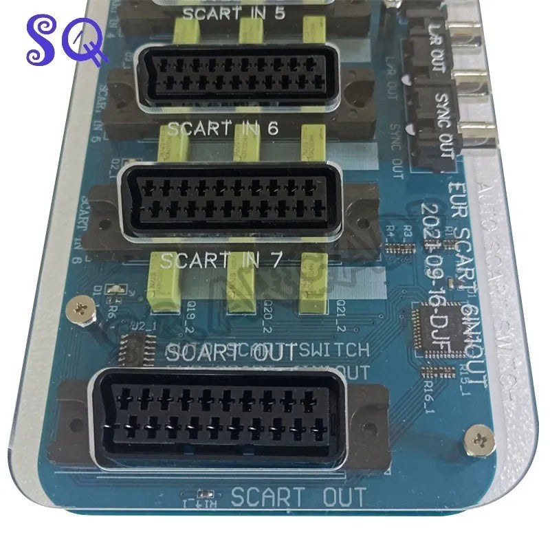 6-in-1 Video SCART Distributor & Automatic Converter – RCA/SVHS/AV TV Audio Switcher with Acrylic Case