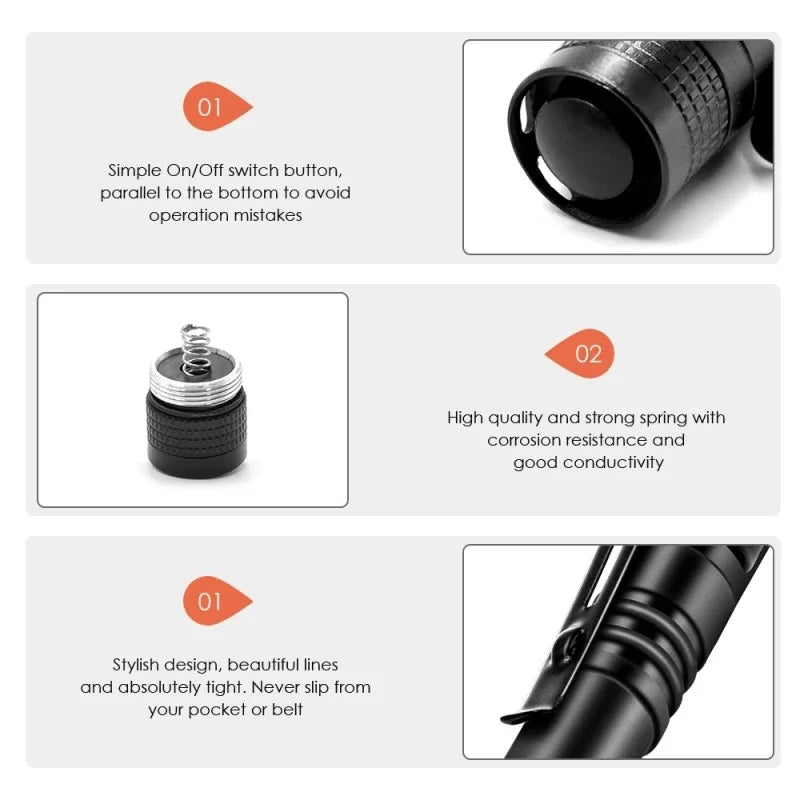 Mini Portable LED Pen Light – Ultra Bright Pocket Handheld Flashlight High Lumens Torch for Camping, Outdoor & Emergency Use