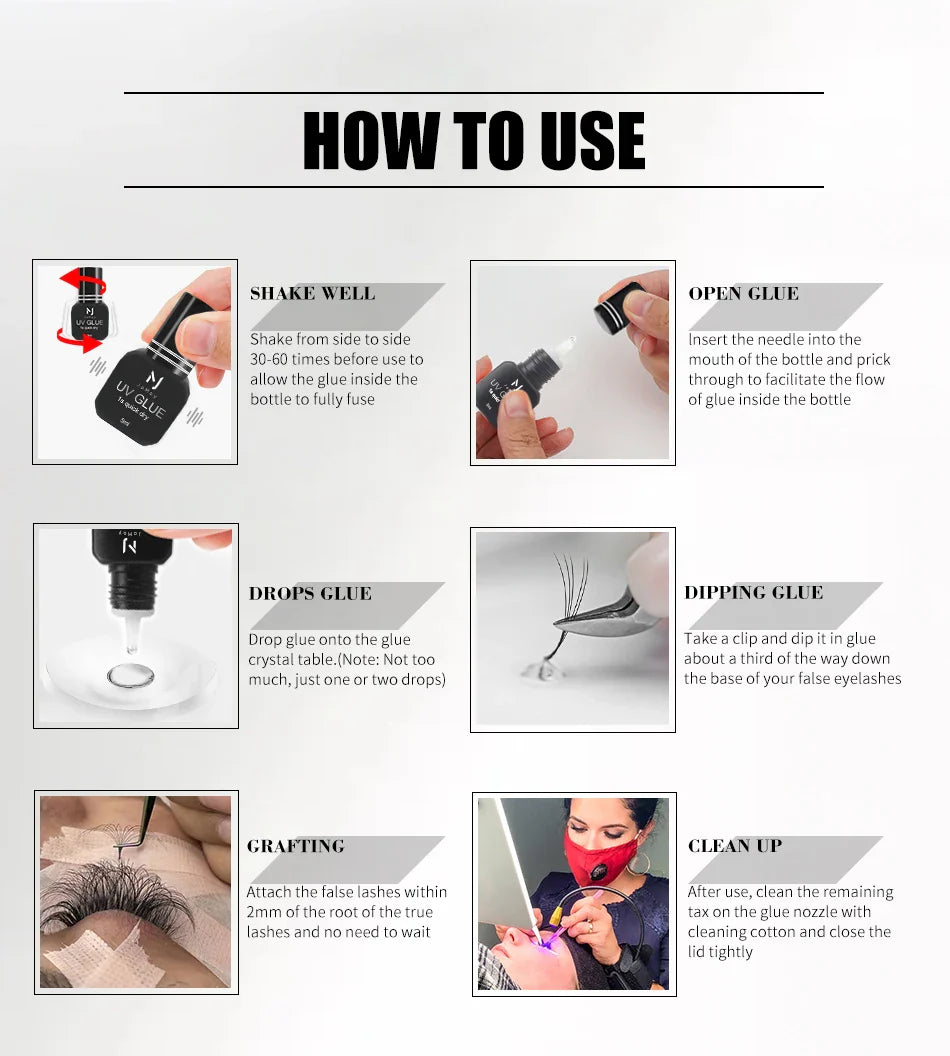 JOMAY UV Eyelash Glue 4 Colors – Fast-Dry, Strong, Long-Lasting & Waterproof Adhesive