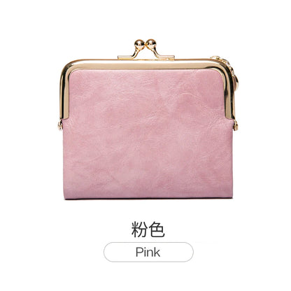 MIYIN Women’s Small Wallet – RFID Compact Bifold Leather Coin Purse with Zipper & Kiss Lock, Vintage Design