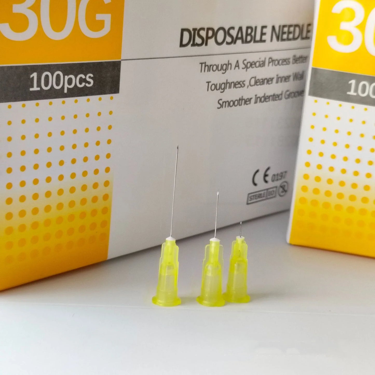 100PCS 30G Painless 4/6/13mm Ultrafine Transparent Syringe Needles with Clear Tip Cap - Beauty & Pharmaceutical Use