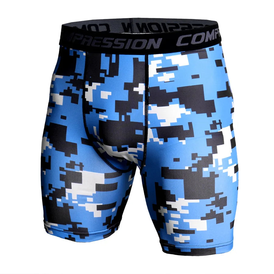 Men’s Compression Shorts – 3D Camouflage Gym Training Tights, Muscle Support Elastic Running & Bodybuilding Sports Shorts