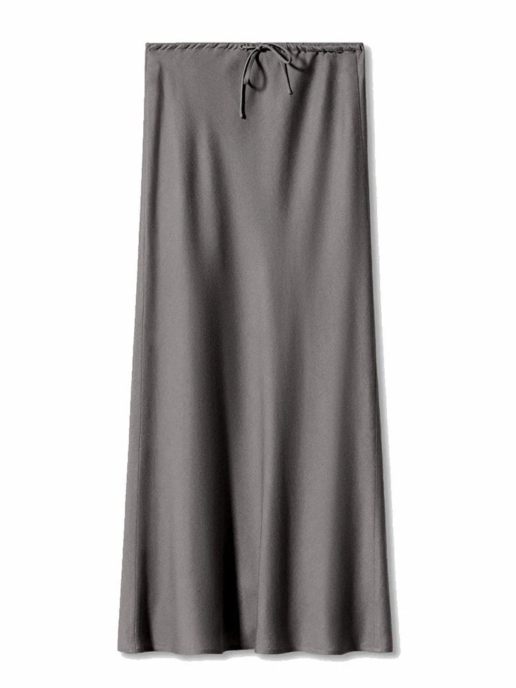 Women’s Long Satin Maxi Skirt – Luxury Shiny High Waist Straight Fit Elegant Skirt for Spring Summer Casual Fashion