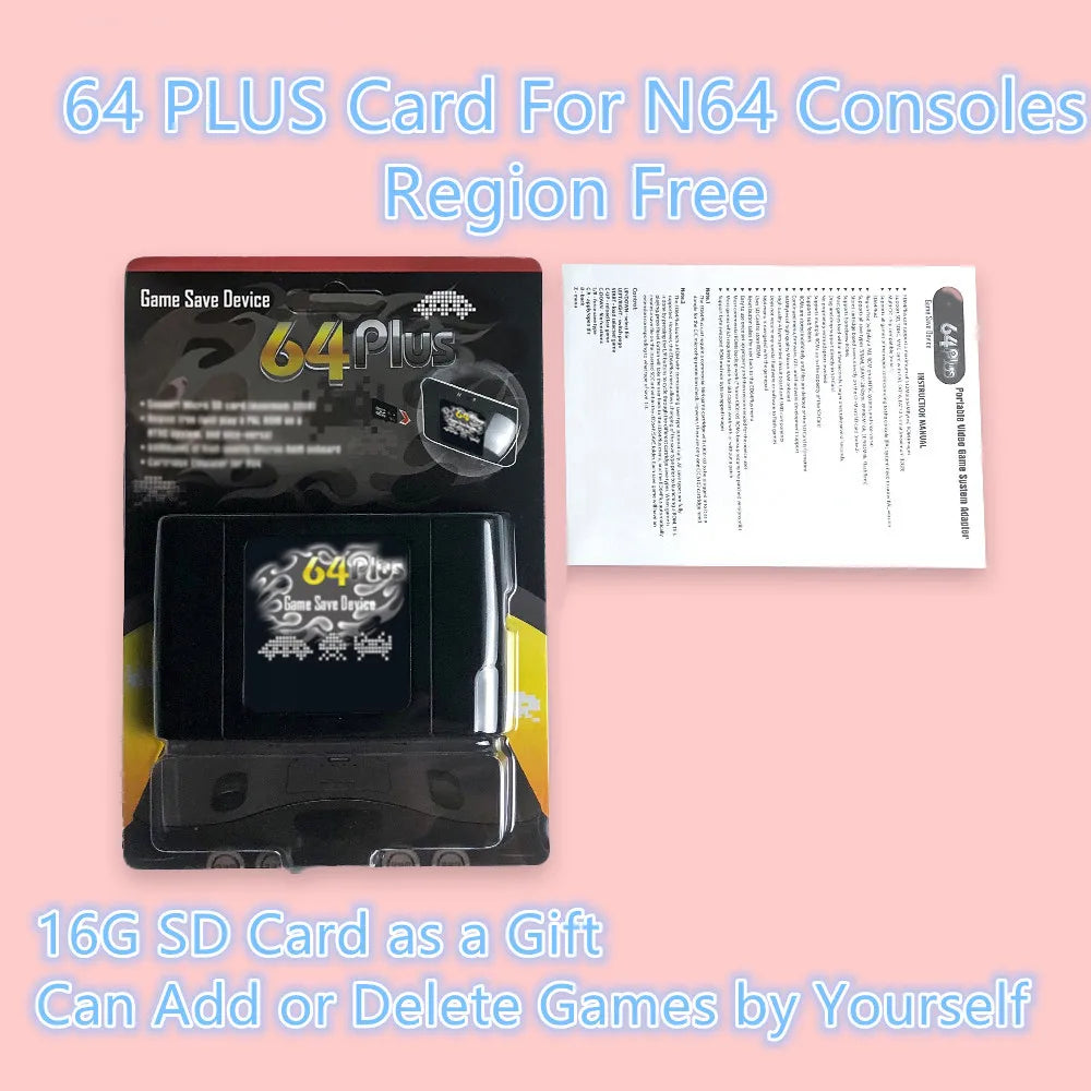 Retro N64 Cartridge 340-in-1 Game — Region-Free USA/JP/EUR for Nintendo 64 with 16GB SD Card
