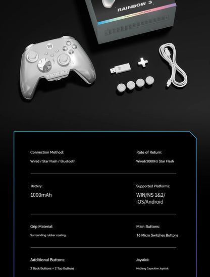 Bigbigwon Rainbow3 Wireless Game Controller Charging Base – RGB Magnetic Dock for PC Gaming