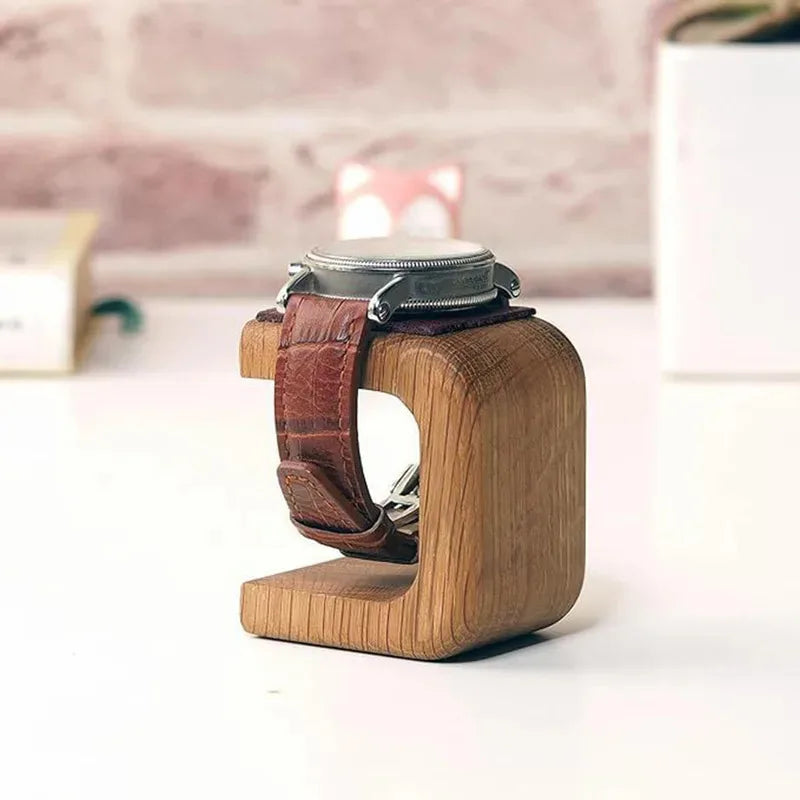 Wooden Watch Holder Stand - Solid Wood Jewelry Organizer Display for Watches Bracelets & Rings