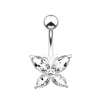 Stainless Steel CZ Belly Button Piercing – Heart & Butterfly Navel Barbell Jewelry for Women Sexy Navel Ring