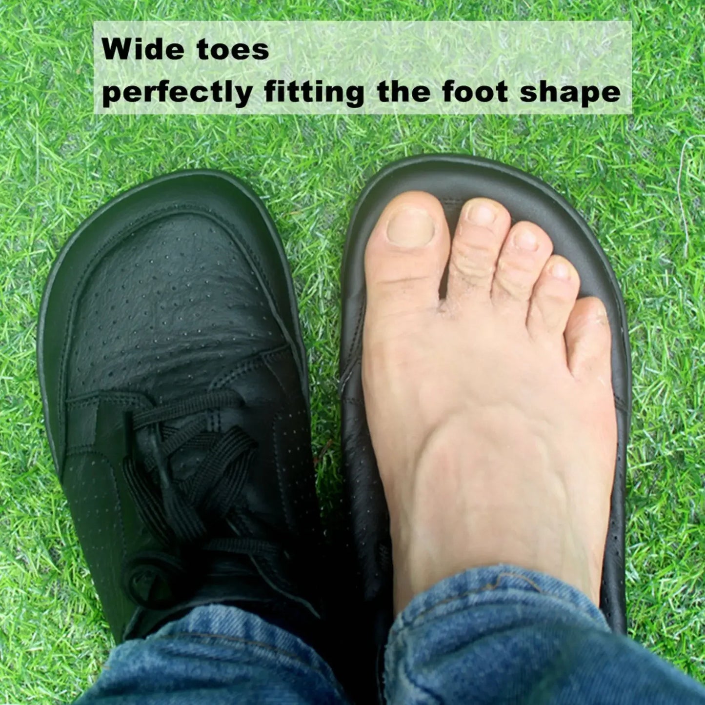 TONGLEPAO Barefoot Leather Sneakers — Unisex Lightweight Flat Shoes with Zero Drop Sole & Wide Toe Box