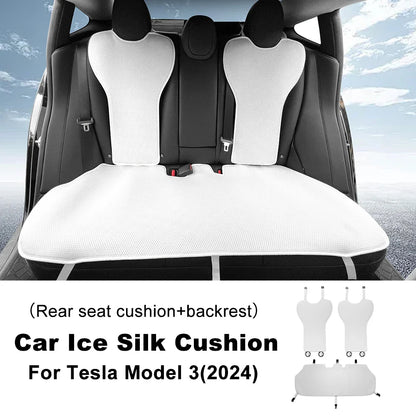 Tesla Model 3 Highland 2024 Ice Silk Car Seat Cushion – Breathable All-Season Seat Cover & Back Seat Protector Interior Accessory