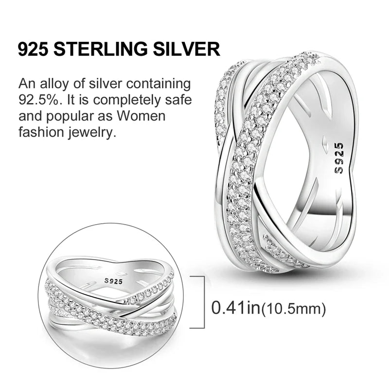 925 Sterling Silver Ring – Infinite Love Star & Moon Design for Women, Wedding Jewelry Gift