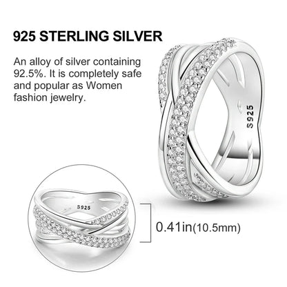925 Sterling Silver Ring – Infinite Love Star & Moon Design for Women, Wedding Jewelry Gift