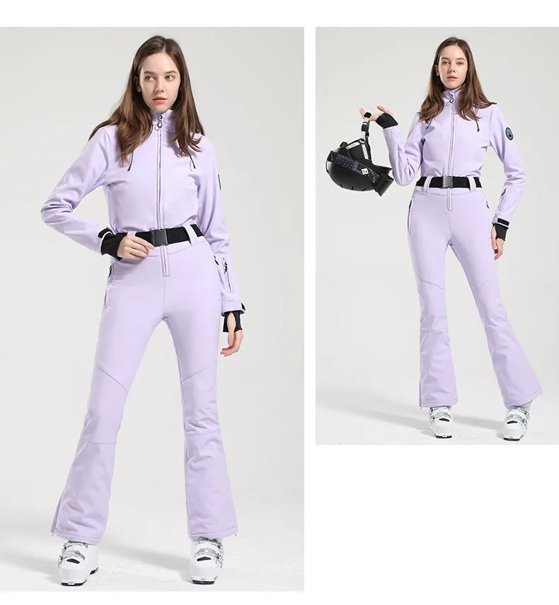 Gsou Women’s Winter Snow Jumpsuit – One-Piece Ski Suit, Thermal Waterproof & Windproof Outdoor Sportswear for Snowboarding