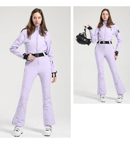 Gsou Women’s Winter Snow Jumpsuit – One-Piece Ski Suit, Thermal Waterproof & Windproof Outdoor Sportswear for Snowboarding