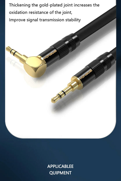 YONGWEI 3.5mm AUX Audio Cable - Straight to Curved Male-to-Male for Car, Mobile Phone, Computer, Speaker and Headset Extension