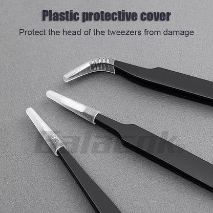 6PCS Anti-Static Stainless Steel Precision Tweezers Set – Curved Industrial Repair Tools for Electronics, Model Making & Maintenance
