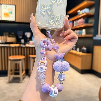 New Rabbit Hairball Beaded Mobile Phone Chain — Cute Cartoon Lanyard & Bag Pendant, Popular Gift Phone Charm for Girls