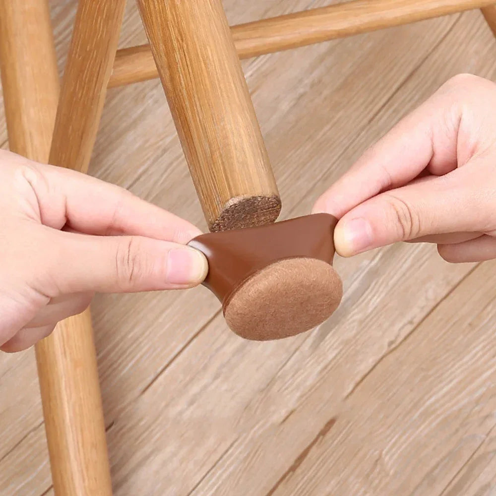 Silicone Protective Chair Leg Floor Protectors - Mute Table Leg Covers with Thick Wrap Felt Pads, Furniture Silicone Cover