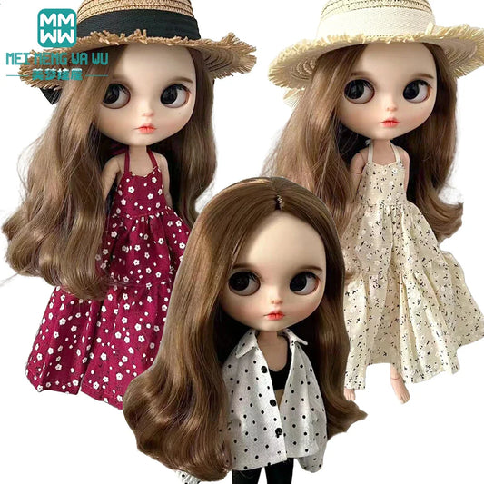 Doll Clothes Set — Fashion Polka Dot Shirts, Sundresses & Sweatshirts for Blythe, Azone, OB22, OB24 Doll Accessories