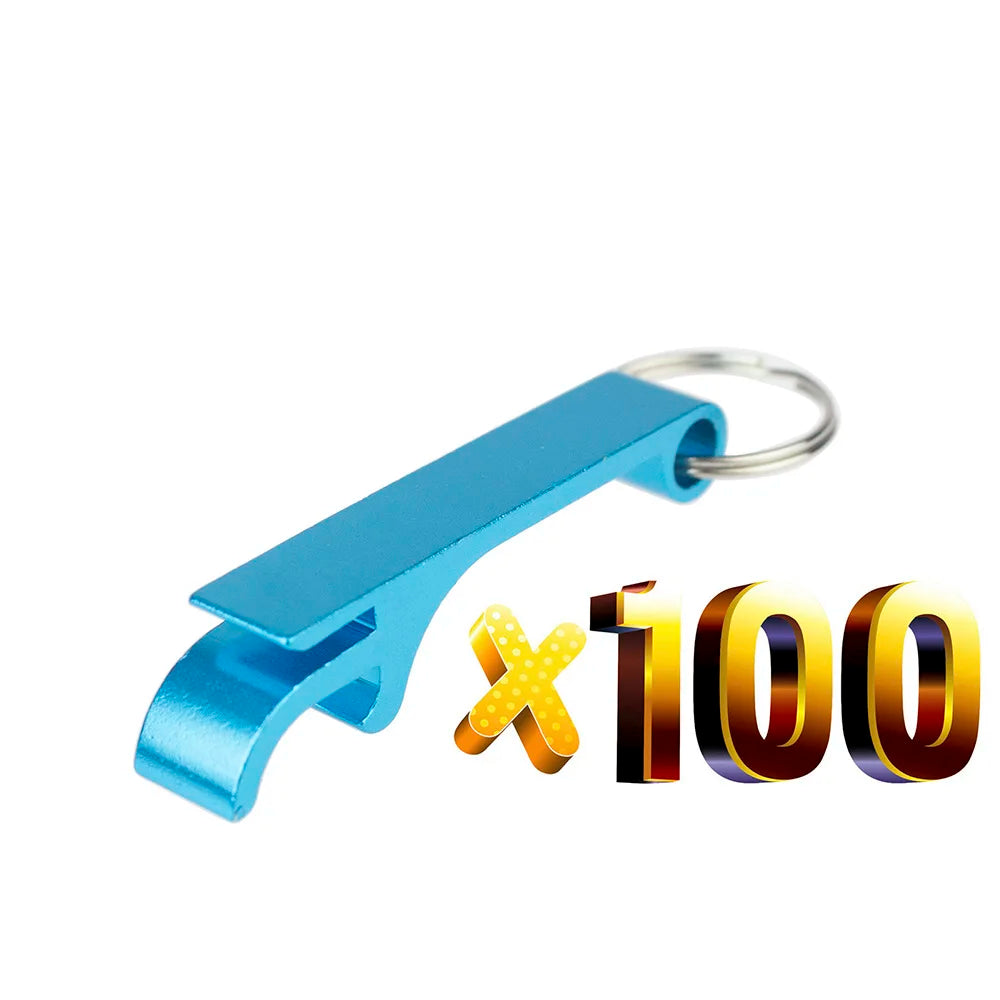 100pcs Custom Aluminum Can Opener Keychain — Portable Promotional Giveaway with Logo for Restaurants