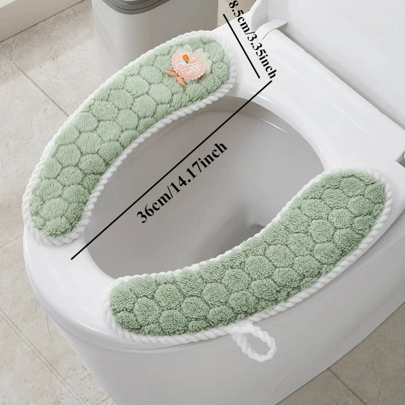 Universal Thickened Toilet Seat Cushion Cover – Soft Warm Anti-Slip Washable Reusable Bathroom Seat Pad for Winter Comfort