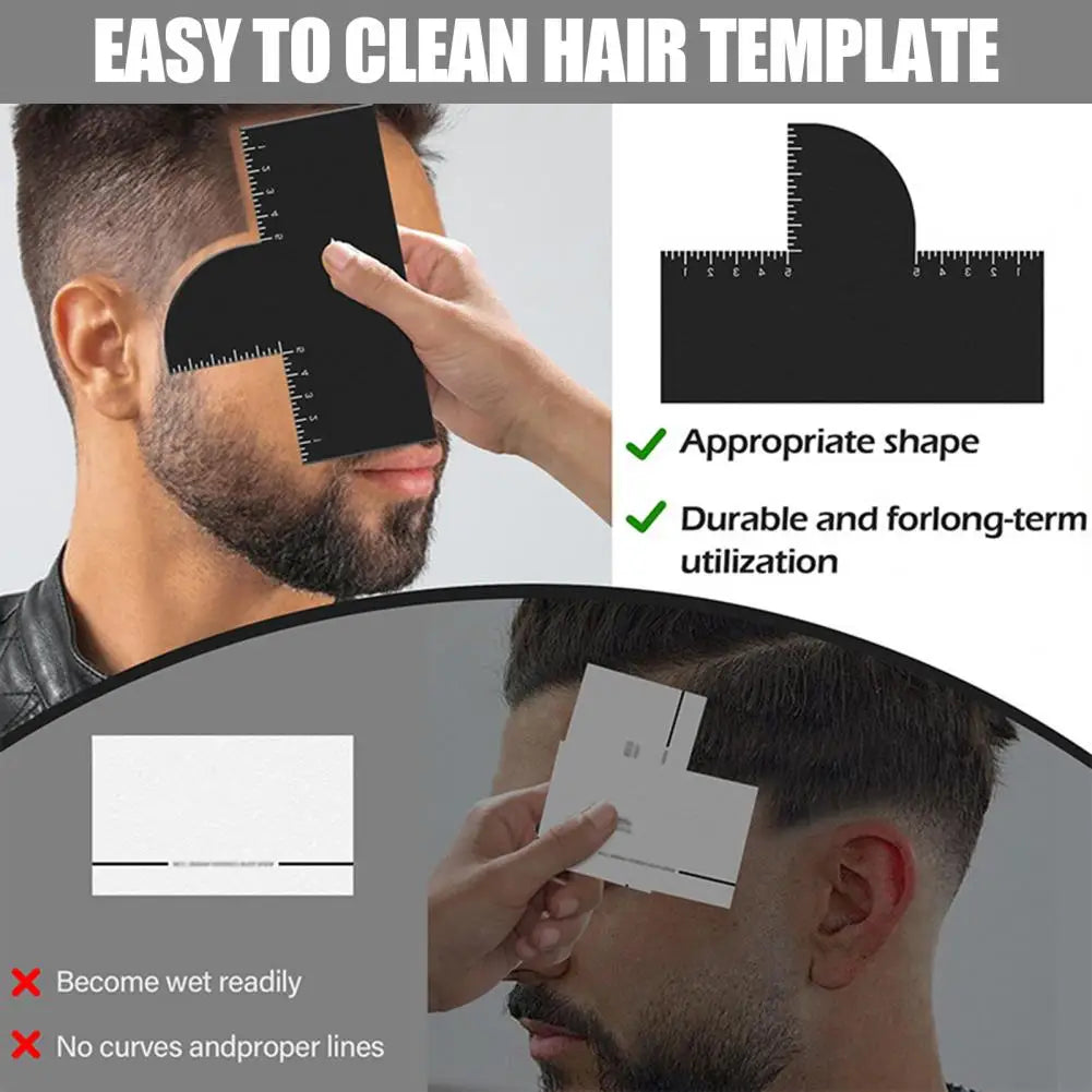 1/2Pcs Men’s Hair Styling Template – Barber Haircut Card with Measurement Indicator & Beard Lineup Guide