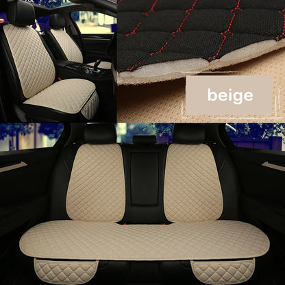 Universal Linen Car Seat Cover Protector Set – Breathable Flax Summer Cushion Pad for Front & Rear Seats Sedan, SUV & Pickup Interior Accessories