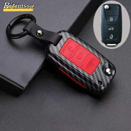Carbon Fiber Matte Folding Car Key Case for VW – Fits Polo, Bora, Tiguan, Passat, Golf 6, Lavida, Scirocco, 3-Button Accessories
