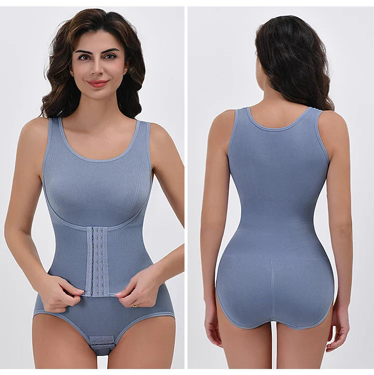 Bodysuit Shapewear – Double Breasted Tummy Control Body Shaper, Postpartum Slimming Waist Trainer & Comfort Corset for Flat Belly