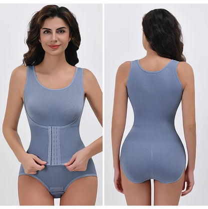 Bodysuit Shapewear – Double Breasted Tummy Control Body Shaper, Postpartum Slimming Waist Trainer & Comfort Corset for Flat Belly